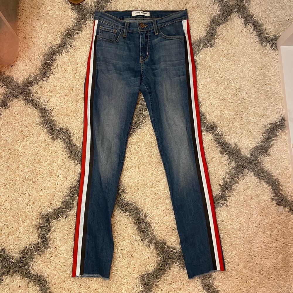 Vertical stripe jeans